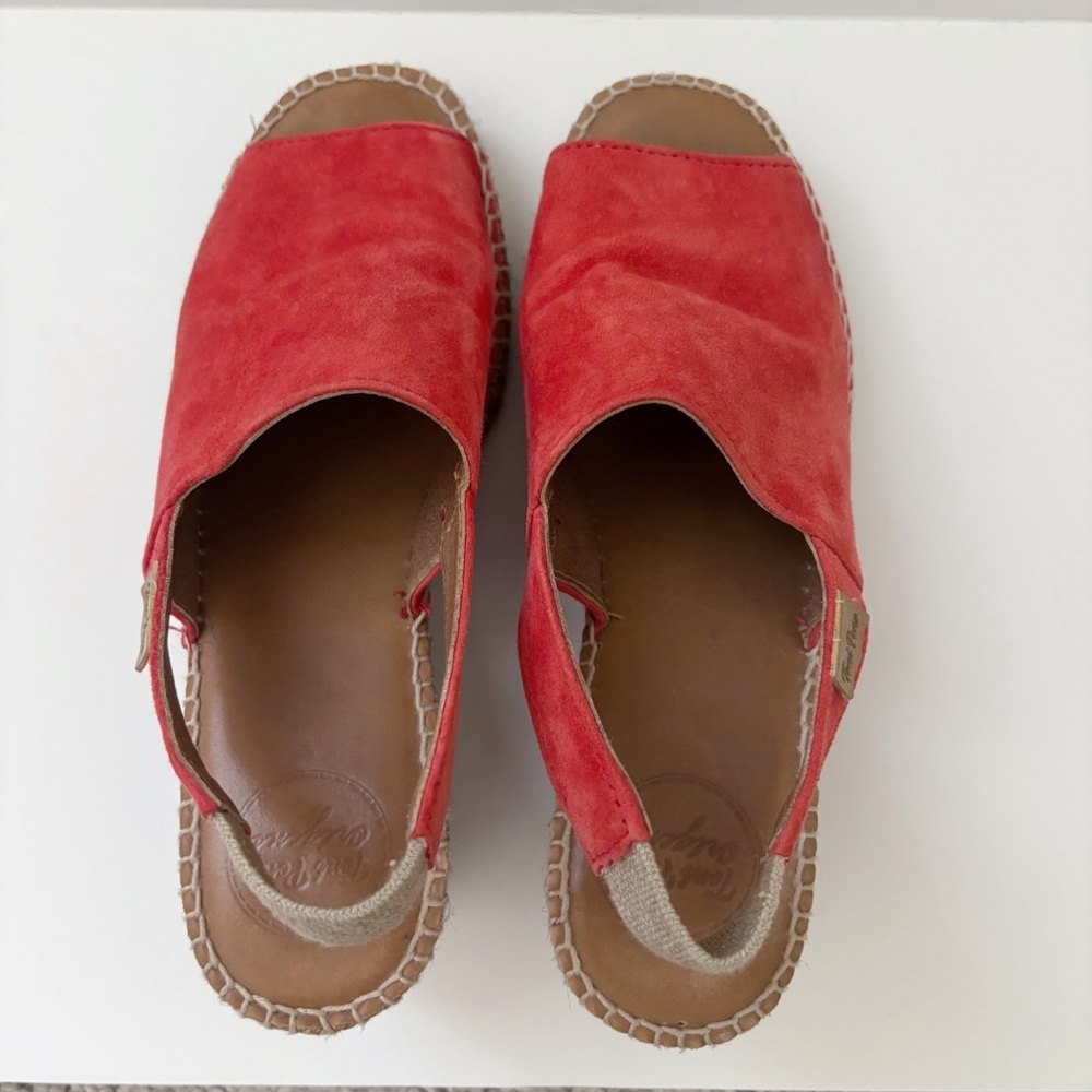 Toni Pons Red Wedge Suede Espadrilles Sz 37 US 6.5 - Picture 4 of 7